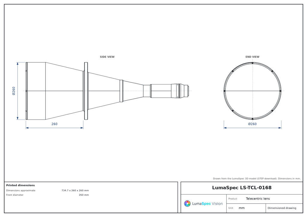 LS-TCL-0168 dimensions (mm)