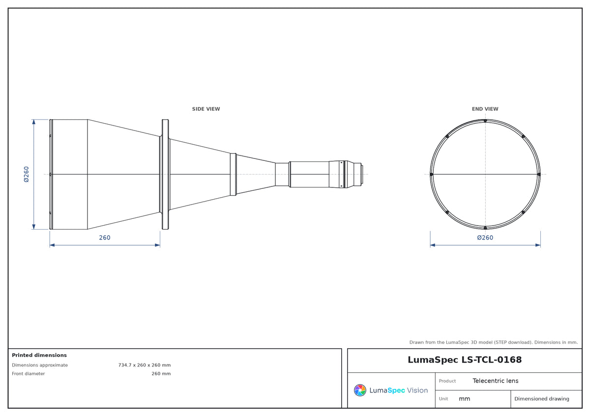 LS-TCL-0168 dimensions (mm)