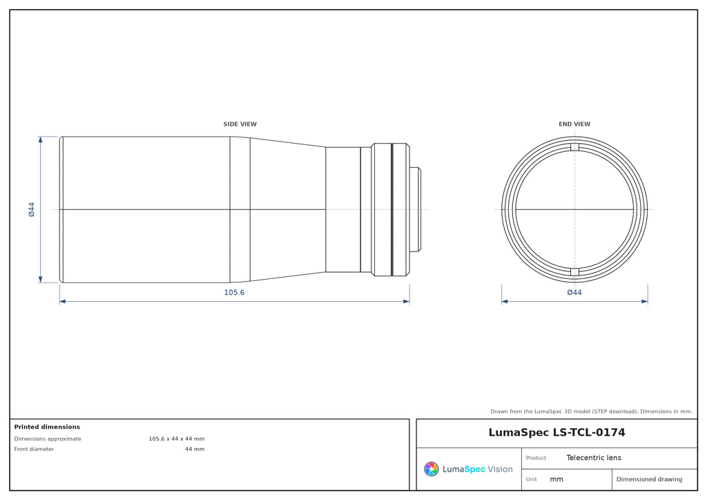 LS-TCL-0174 dimensions (mm)