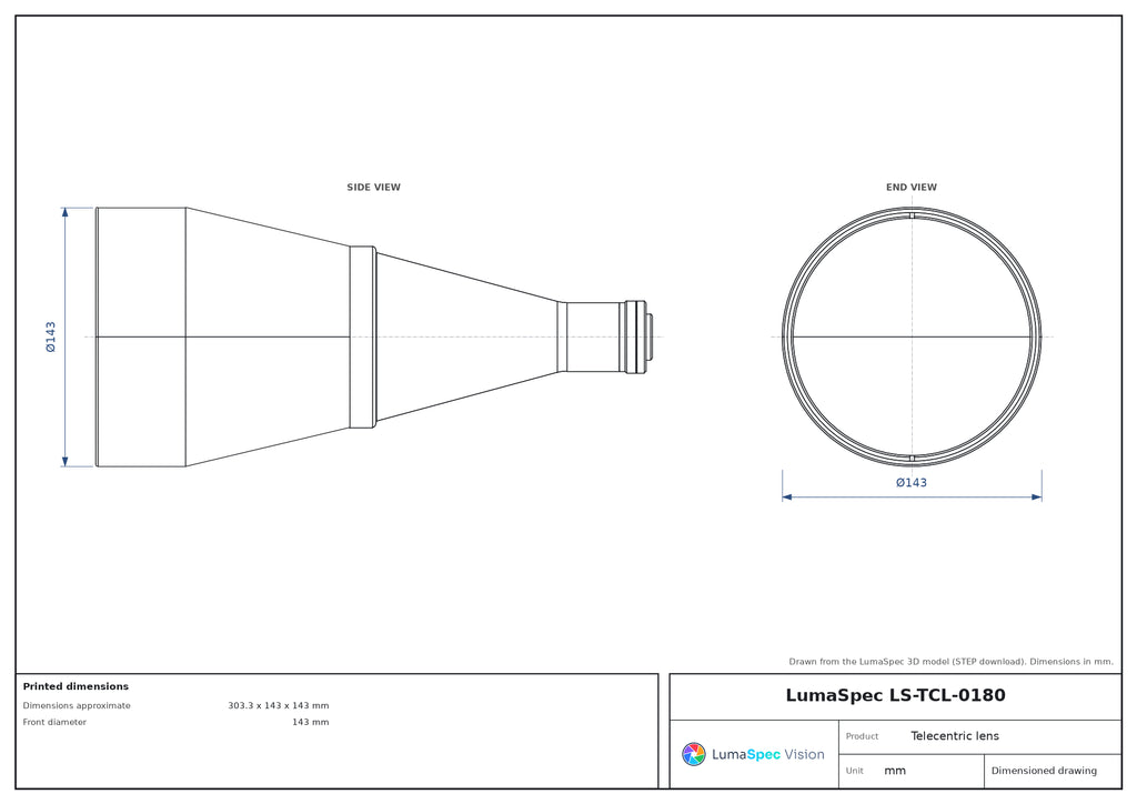 LS-TCL-0180 dimensions (mm)