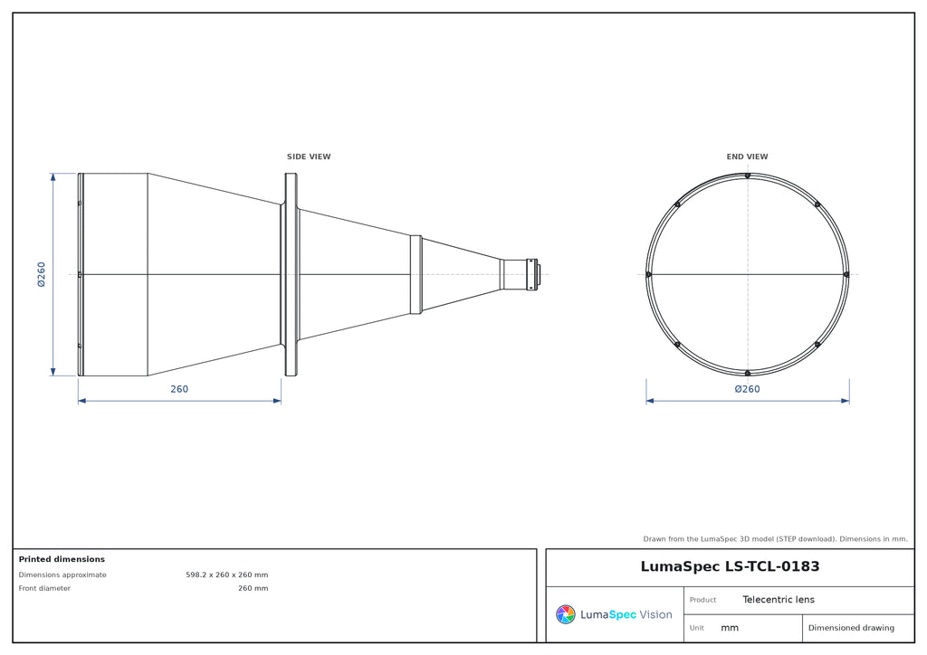 LS-TCL-0183 dimensions (mm)