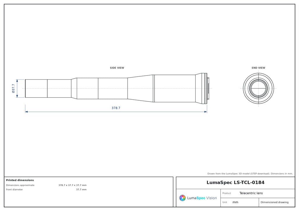LS-TCL-0184 dimensions (mm)