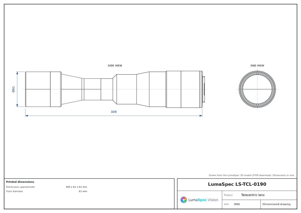 LS-TCL-0190 dimensions (mm)