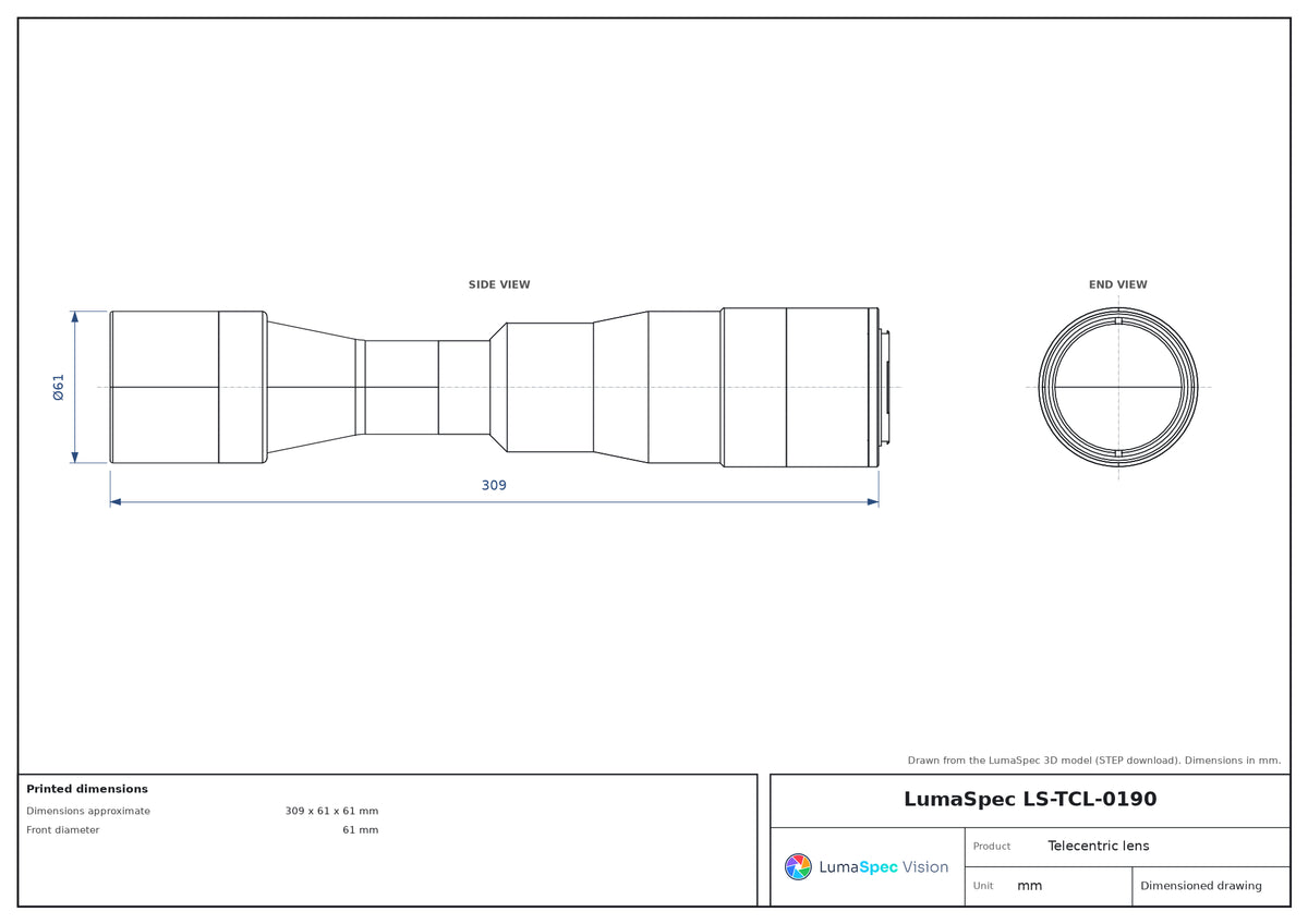 LS-TCL-0190 dimensions (mm)
