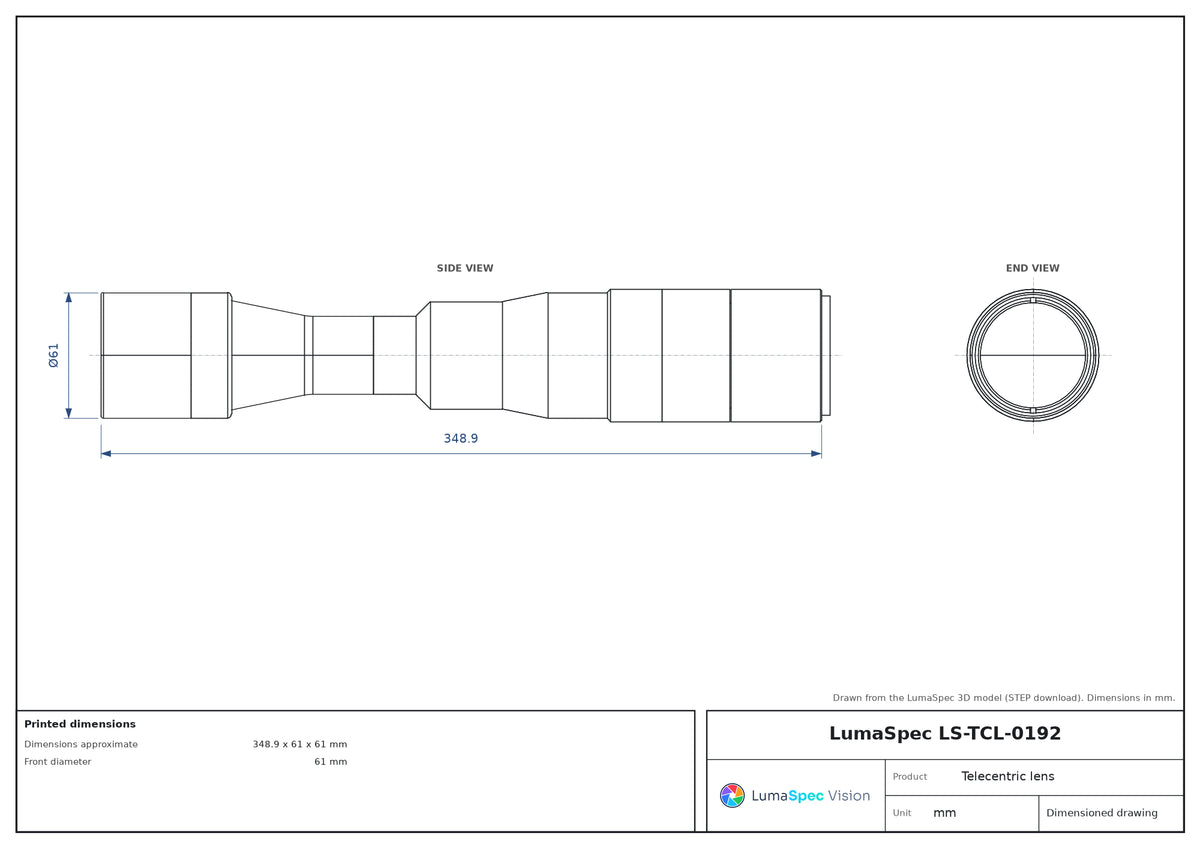 LS-TCL-0192 dimensions (mm)