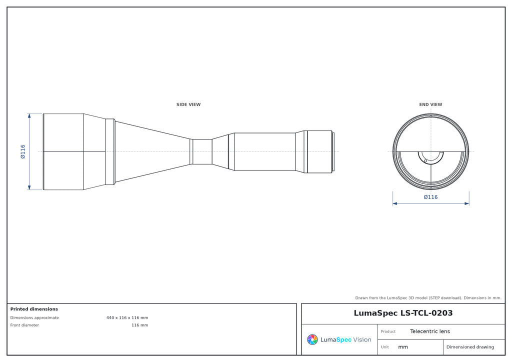 LS-TCL-0203 dimensions (mm)