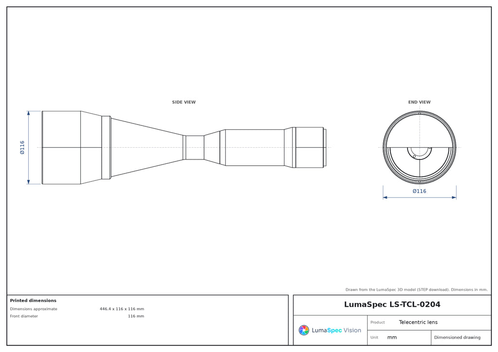 LS-TCL-0204 dimensions (mm)