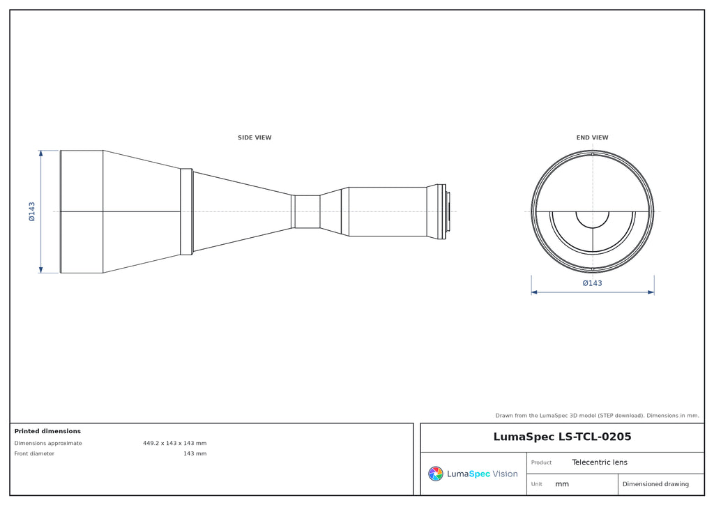 LS-TCL-0205 dimensions (mm)