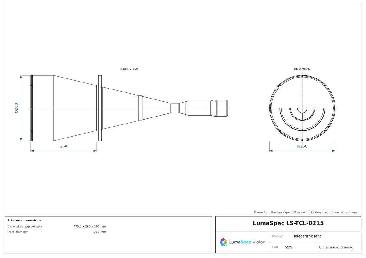 LS-TCL-0215 dimensions (mm)