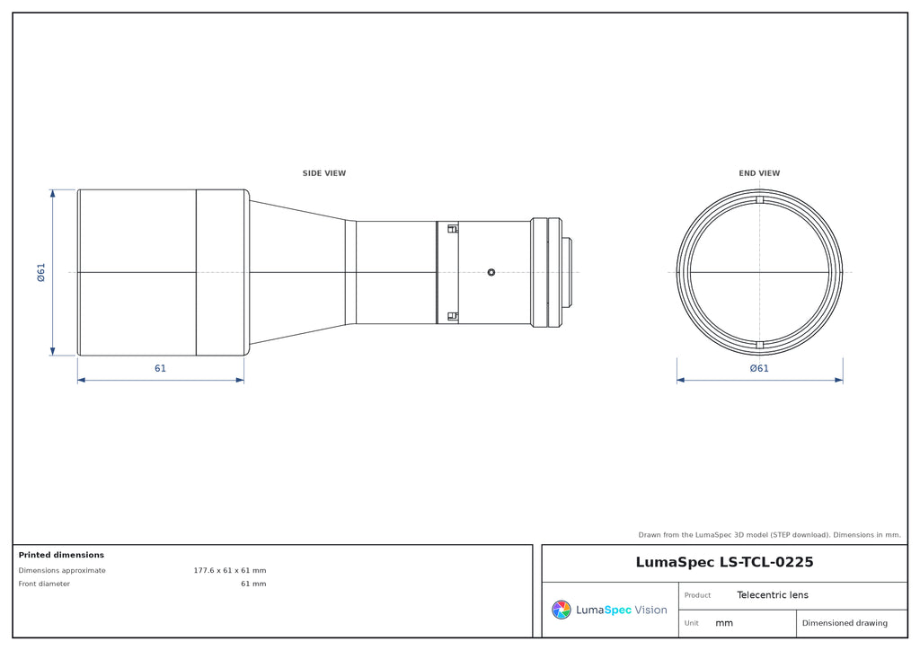 LS-TCL-0225 dimensions (mm)