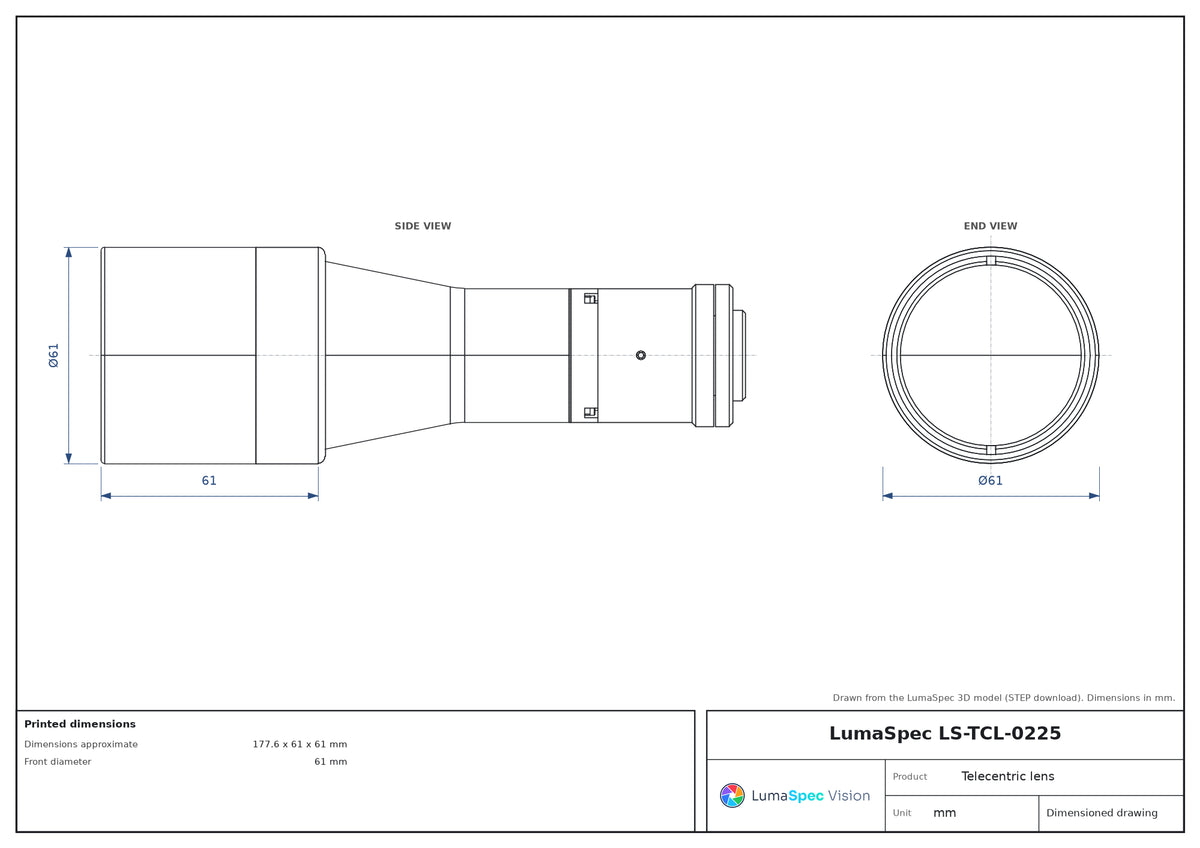 LS-TCL-0225 dimensions (mm)
