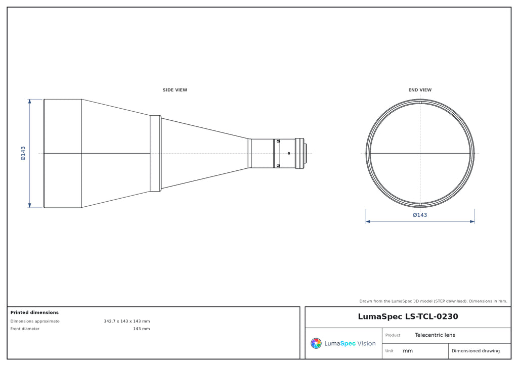 LS-TCL-0230 dimensions (mm)