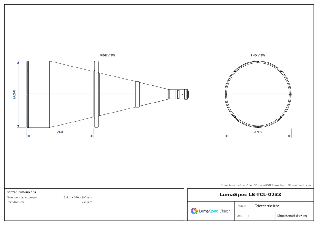 LS-TCL-0233 dimensions (mm)