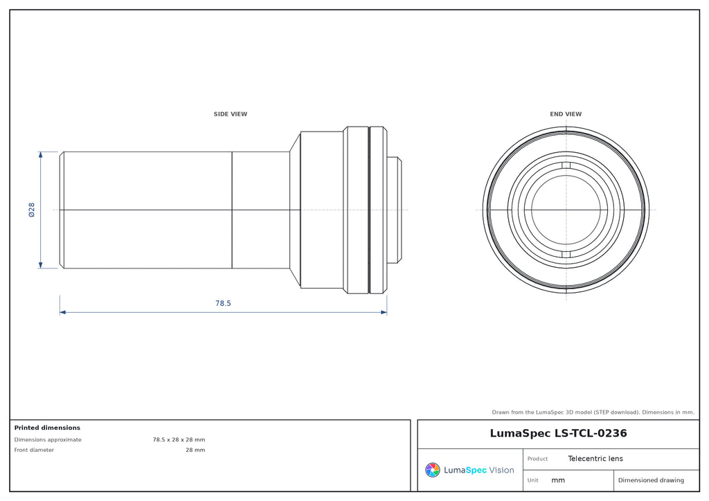LS-TCL-0236 dimensions (mm)