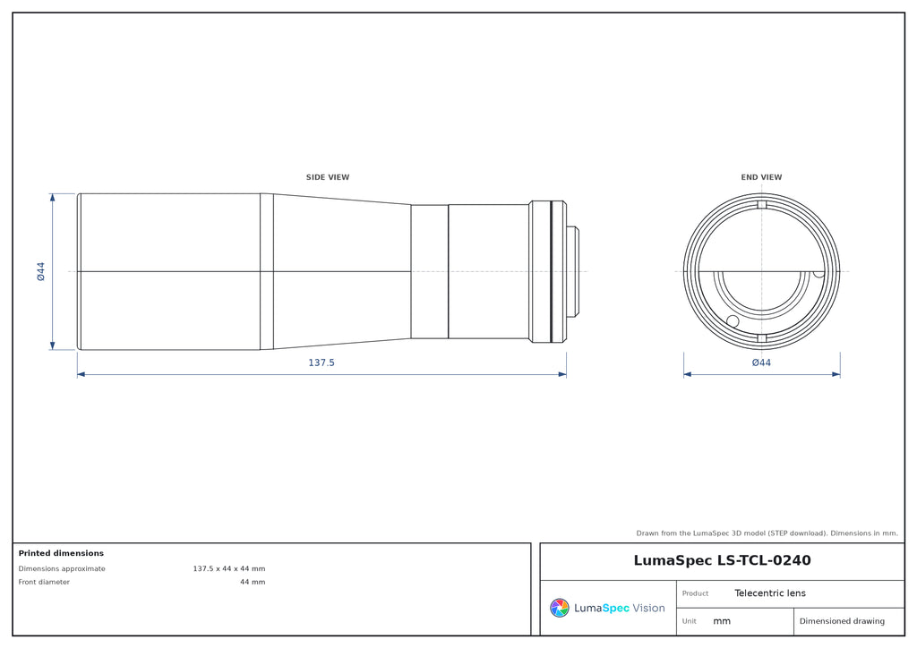 LS-TCL-0240 dimensions (mm)