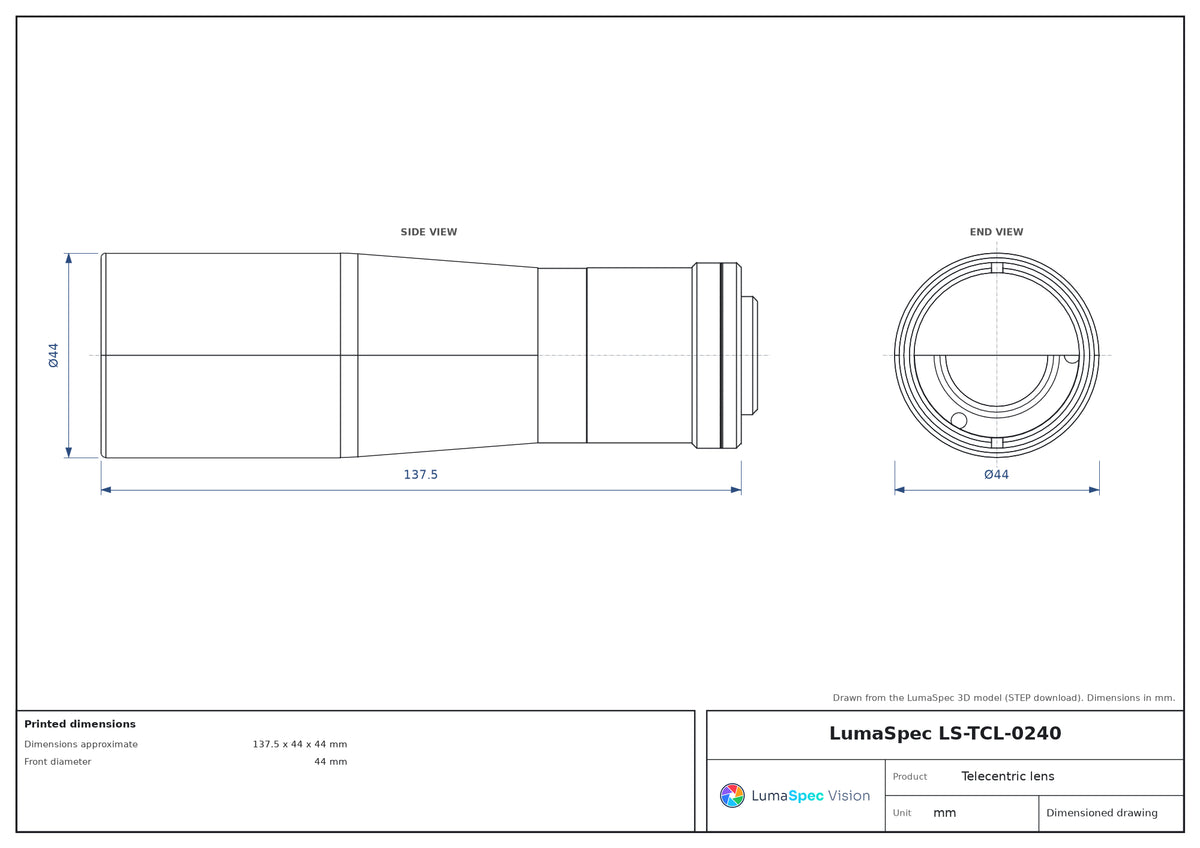 LS-TCL-0240 dimensions (mm)