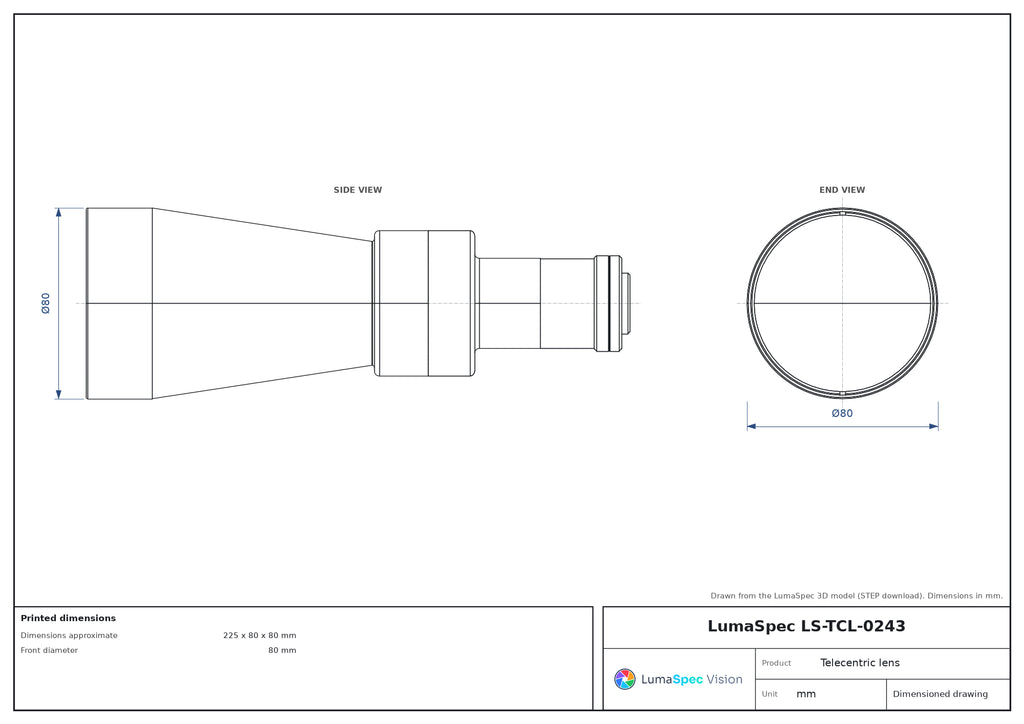 LS-TCL-0243 dimensions (mm)