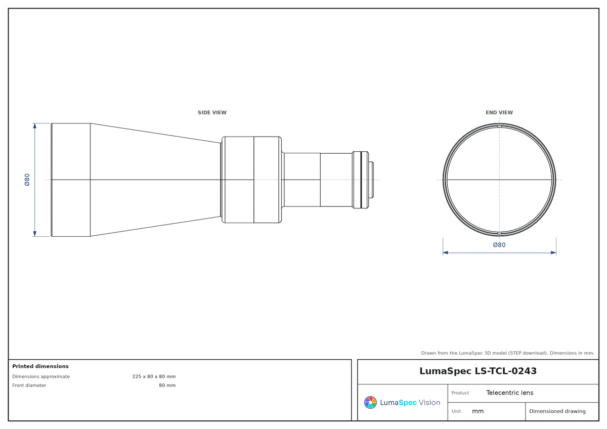 LS-TCL-0243 dimensions (mm)