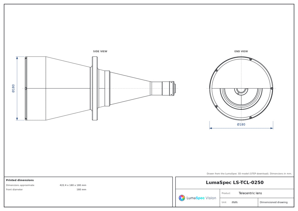 LS-TCL-0250 dimensions (mm)