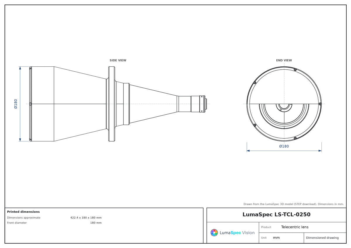 LS-TCL-0250 dimensions (mm)