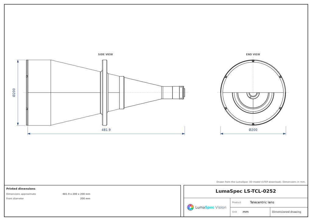 LS-TCL-0252 dimensions (mm)