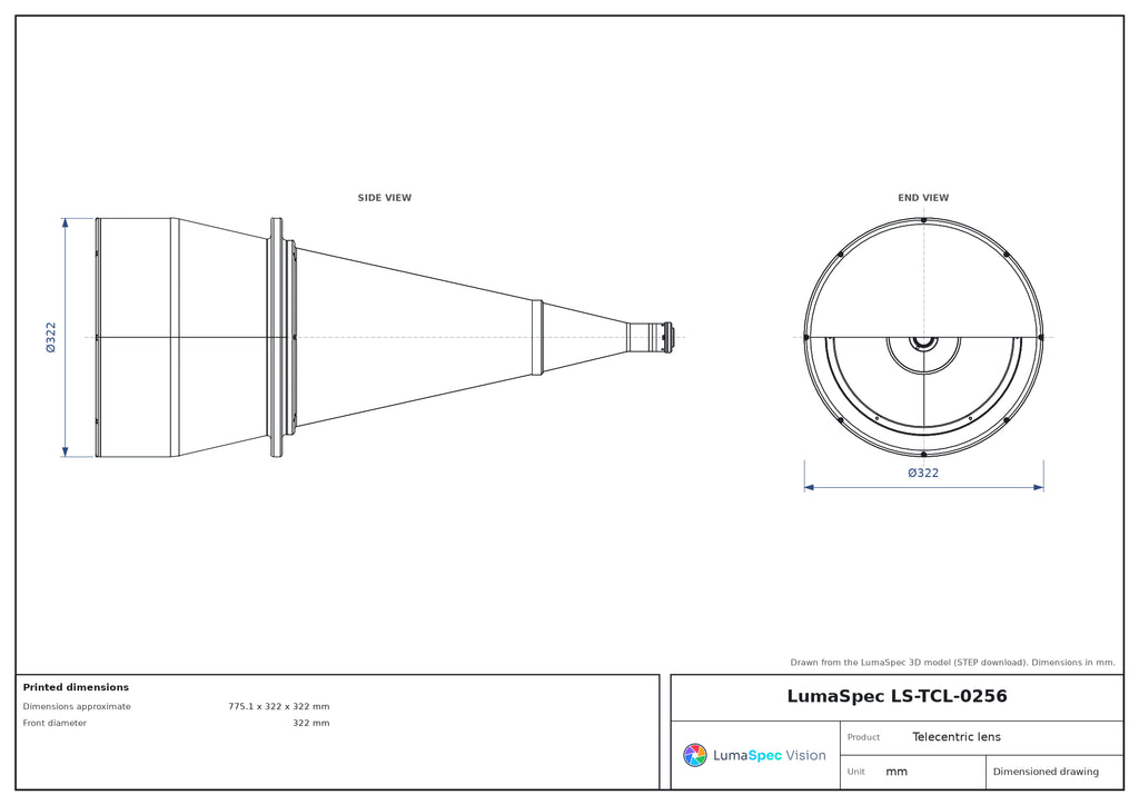 LS-TCL-0256 dimensions (mm)