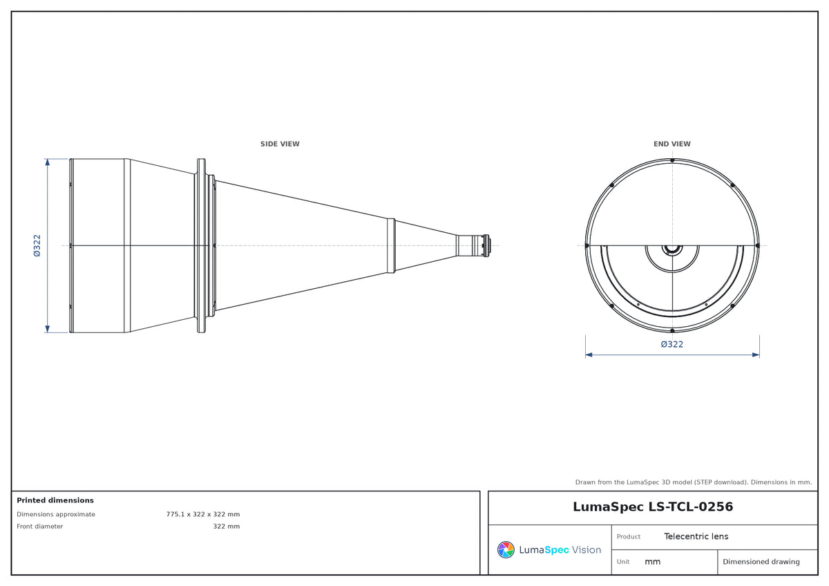 LS-TCL-0256 dimensions (mm)