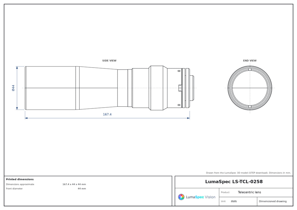 LS-TCL-0258 dimensions (mm)