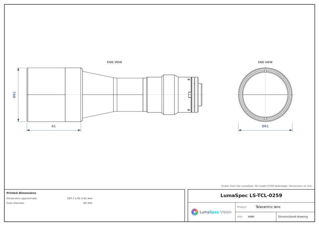 LS-TCL-0259 dimensions (mm)