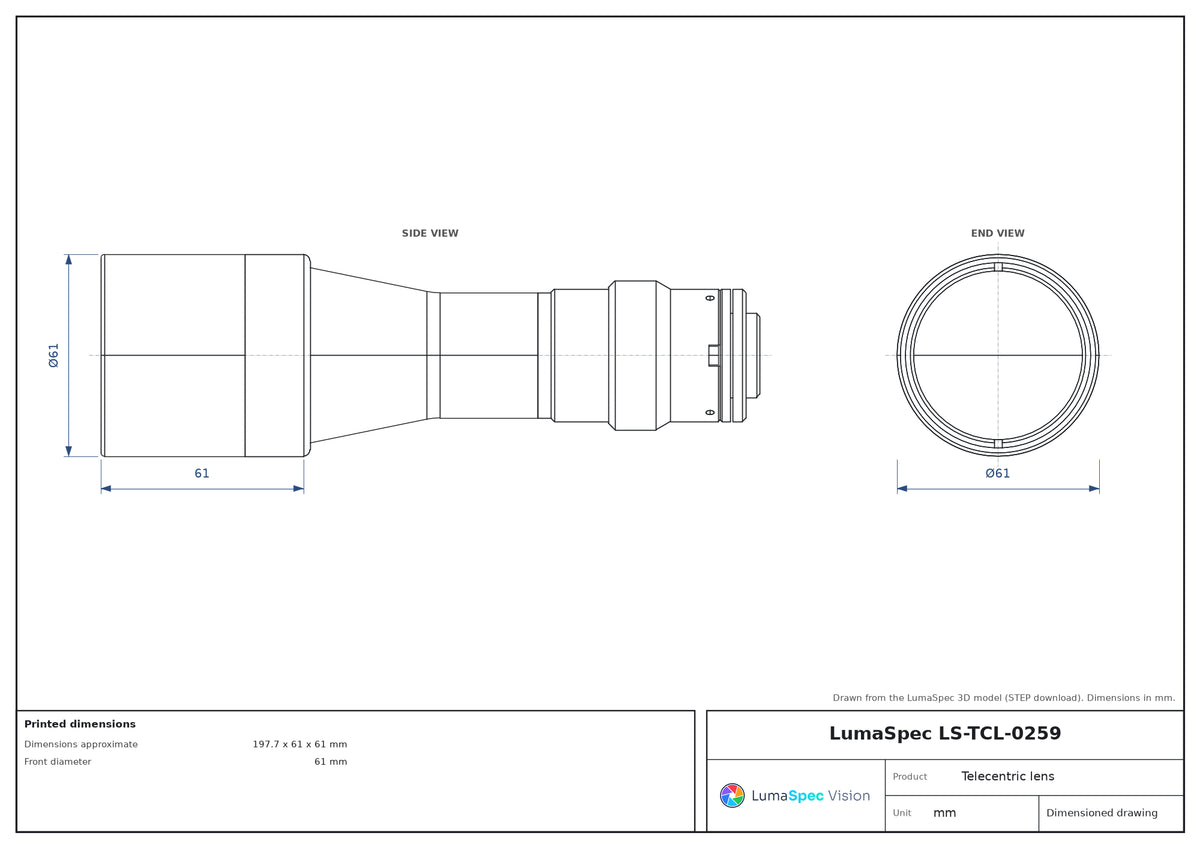 LS-TCL-0259 dimensions (mm)