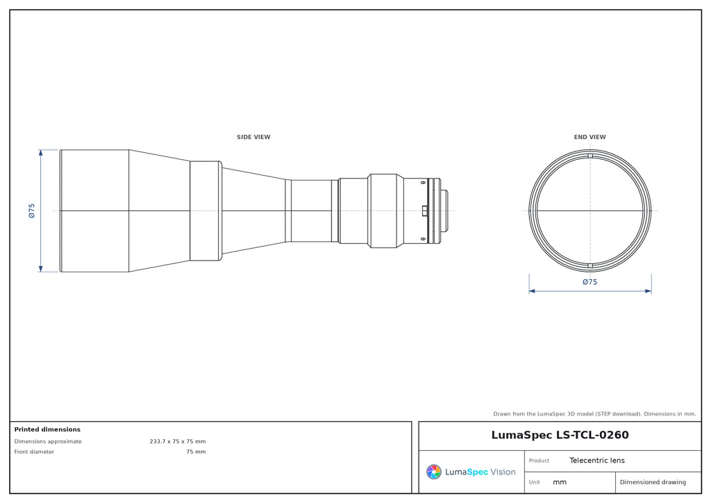 LS-TCL-0260 dimensions (mm)