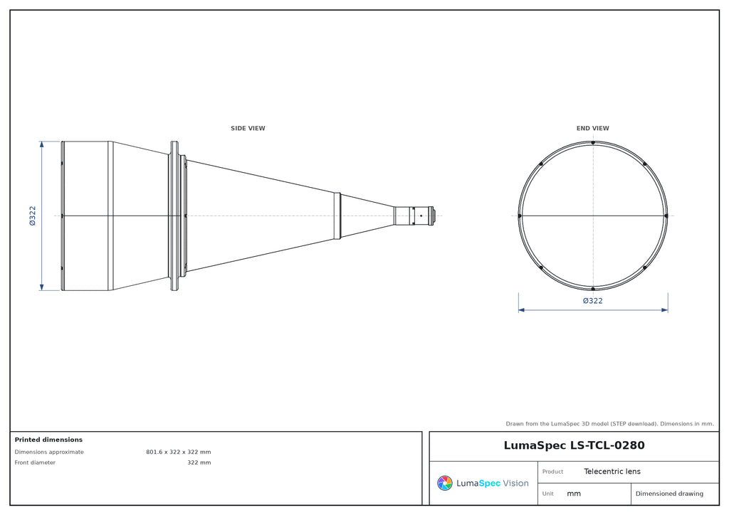 LS-TCL-0280 dimensions (mm)