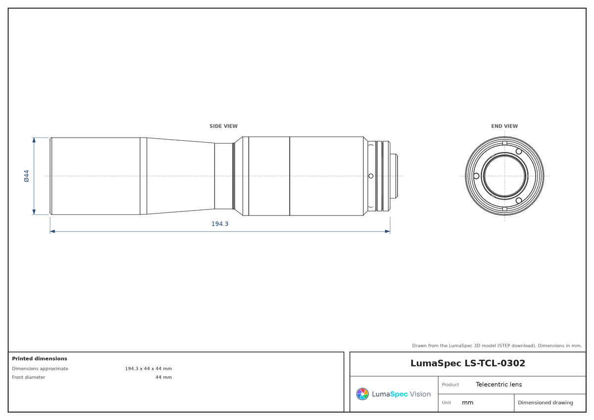 LS-TCL-0302 dimensions (mm)