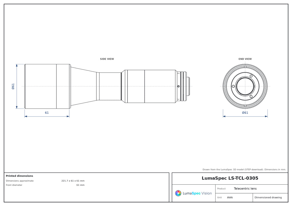 LS-TCL-0305 dimensions (mm)
