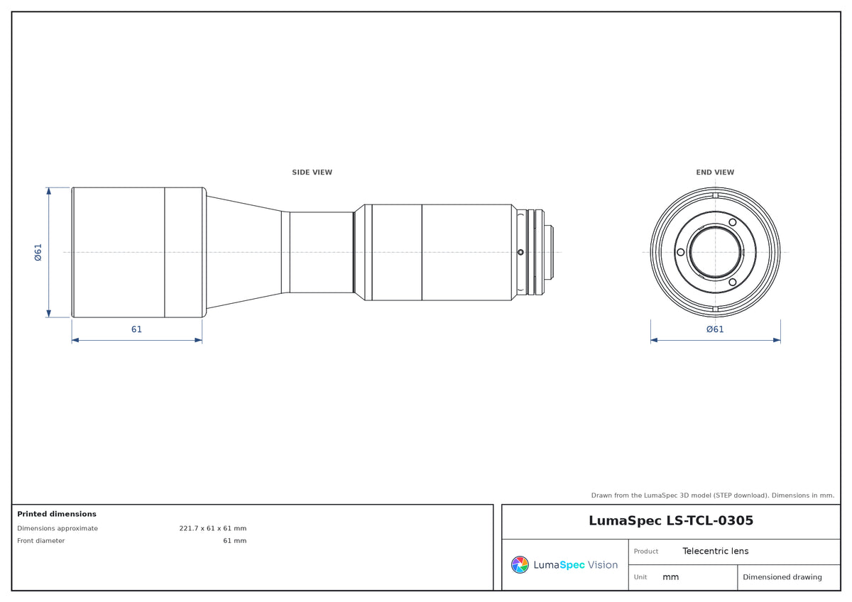 LS-TCL-0305 dimensions (mm)