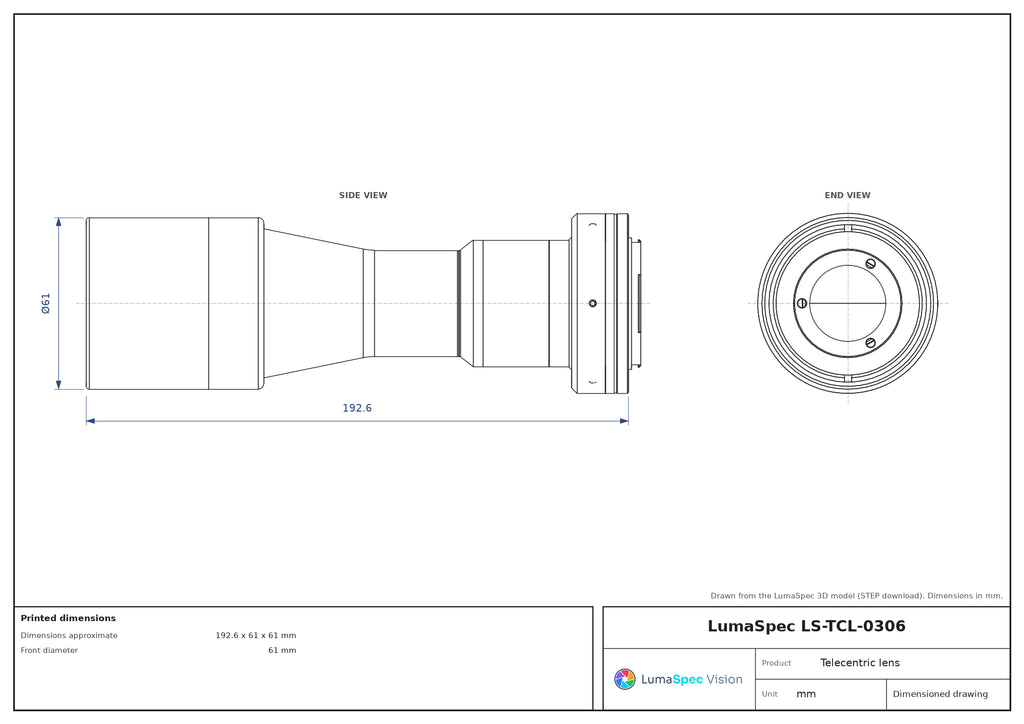 LS-TCL-0306 dimensions (mm)