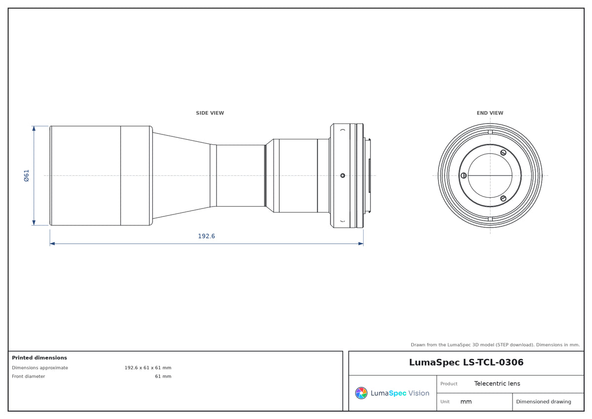 LS-TCL-0306 dimensions (mm)