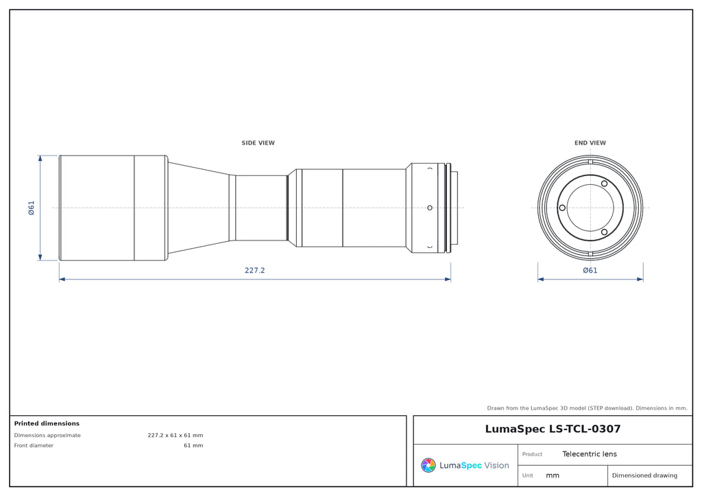 LS-TCL-0307 dimensions (mm)