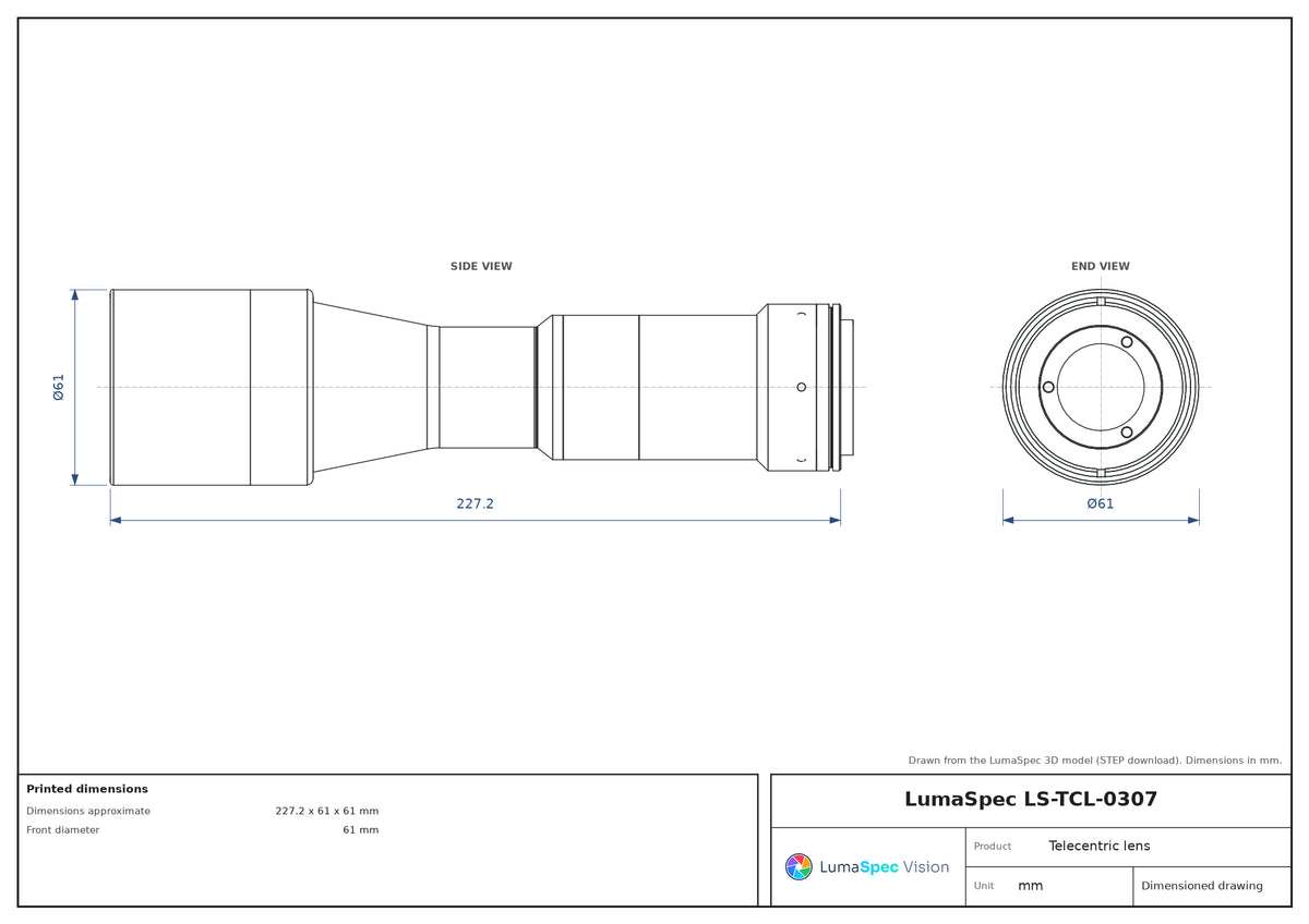 LS-TCL-0307 dimensions (mm)