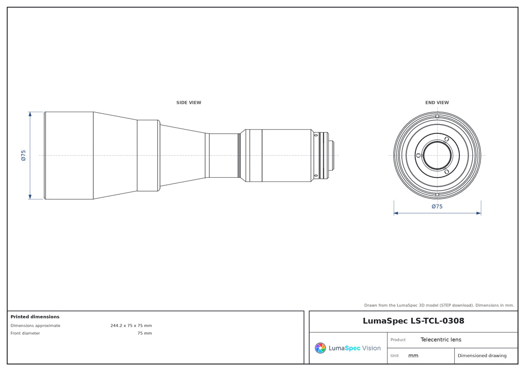 LS-TCL-0308 dimensions (mm)