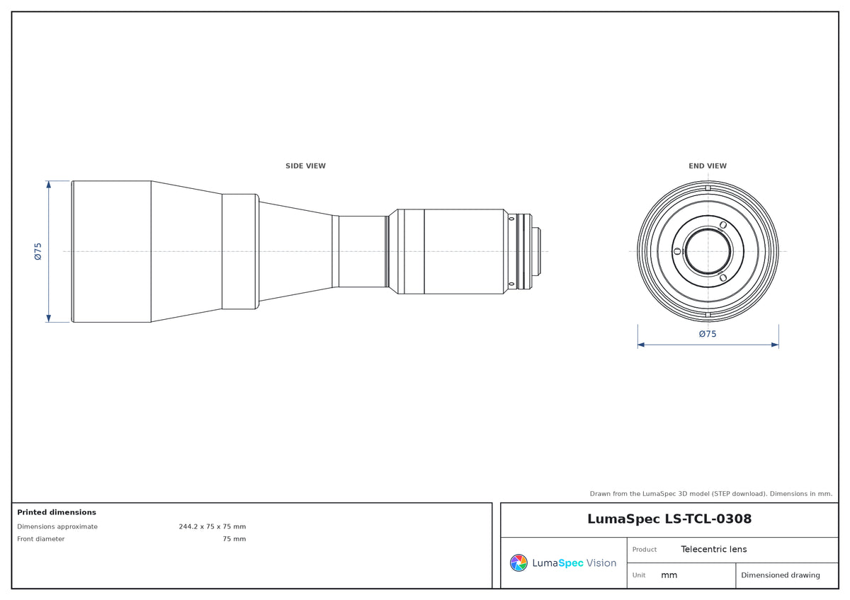 LS-TCL-0308 dimensions (mm)