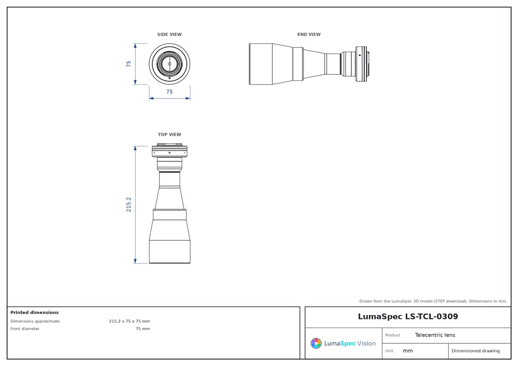 LS-TCL-0309 dimensions (mm)