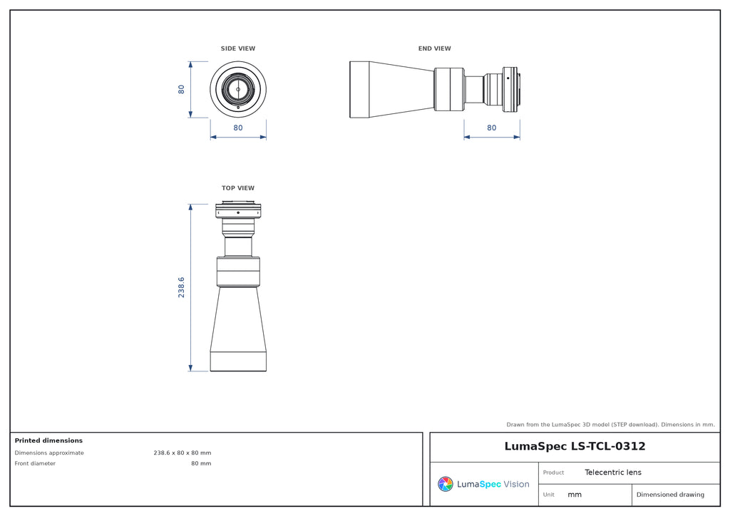 LS-TCL-0312 dimensions (mm)