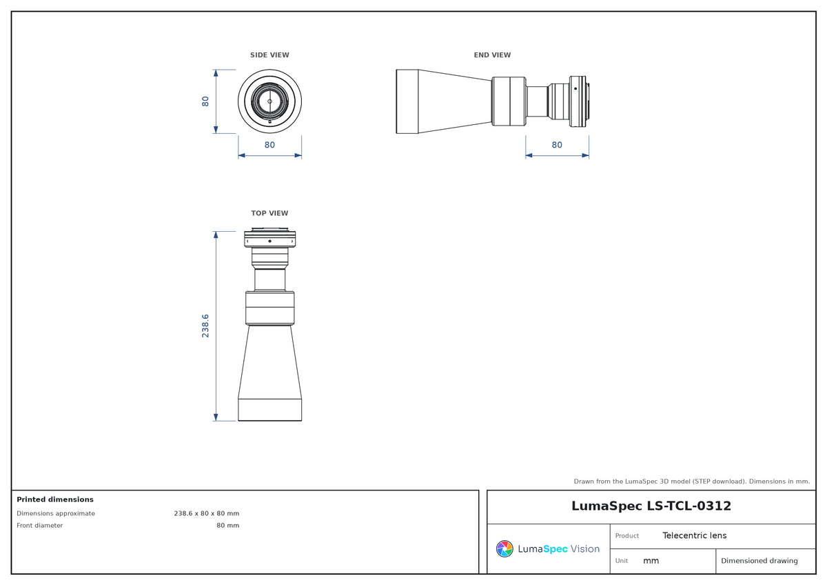 LS-TCL-0312 dimensions (mm)