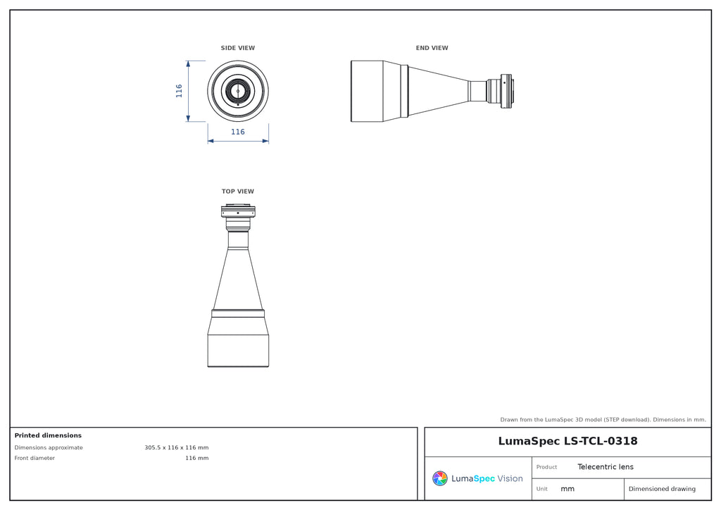 LS-TCL-0318 dimensions (mm)