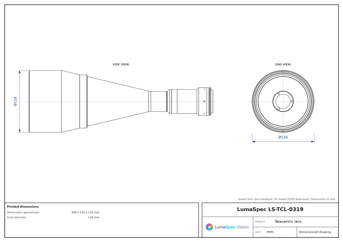 LS-TCL-0319 dimensions (mm)
