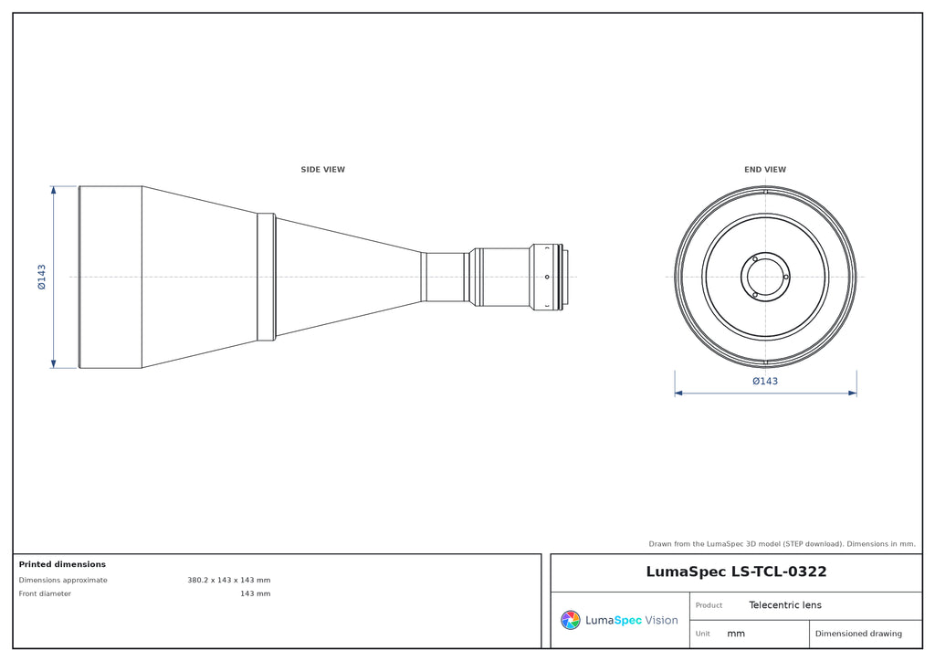 LS-TCL-0322 dimensions (mm)