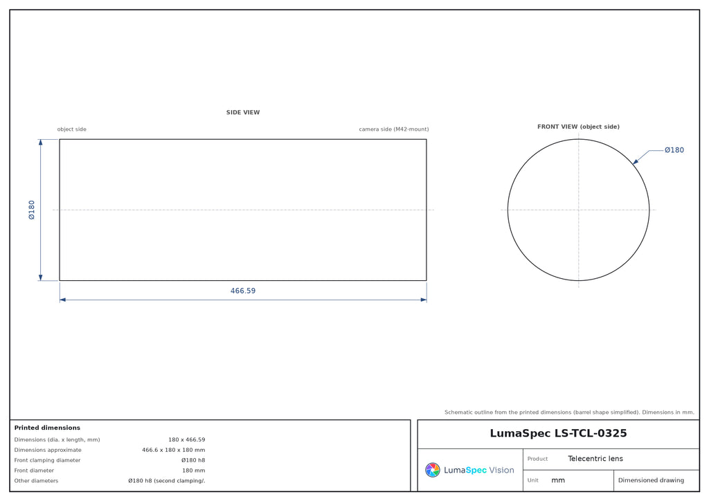 LS-TCL-0325 dimensions (mm)