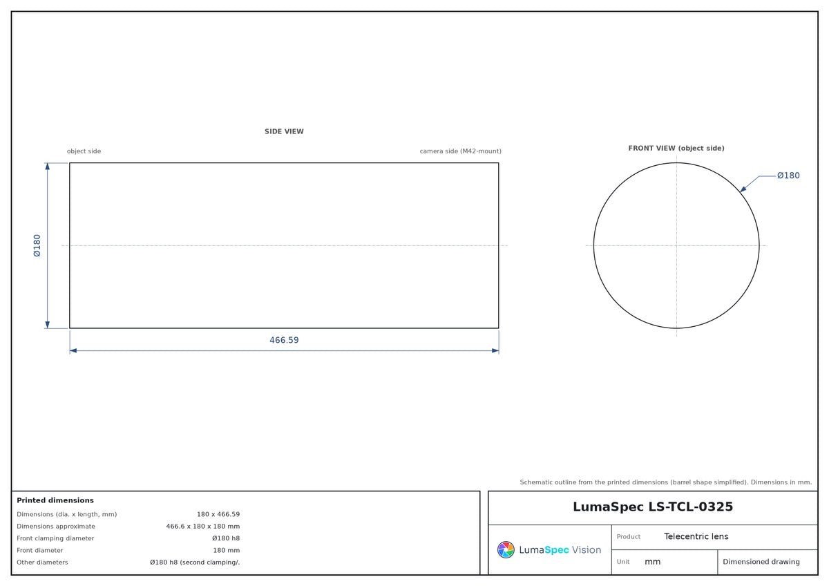 LS-TCL-0325 dimensions (mm)