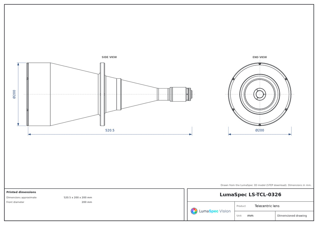 LS-TCL-0326 dimensions (mm)